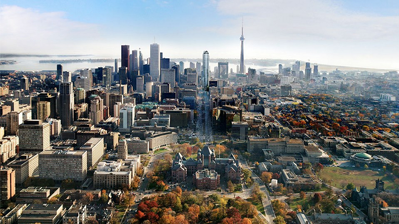 Vista aérea de Toronto no outono 