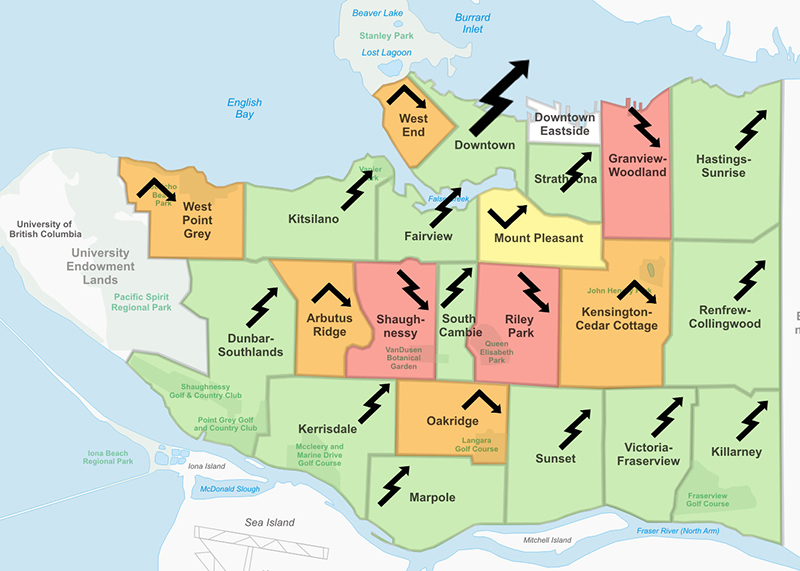 Mapa de regiões em Vancouver